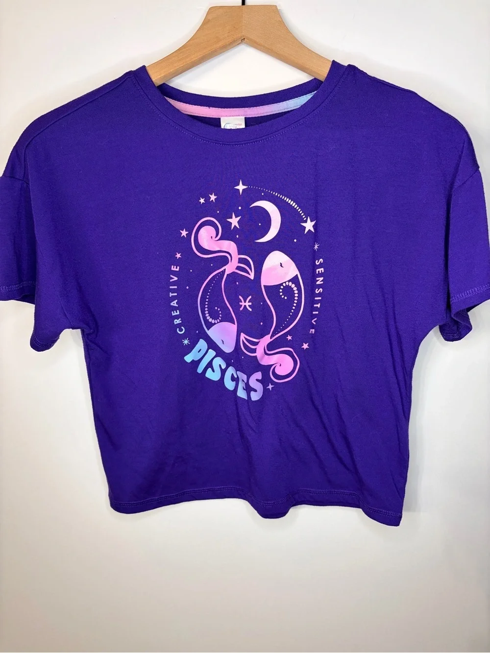 Sugar & Jade Tween Girls Pisces Zodiac Sleep Tee and Pants, Size Large (12/14)